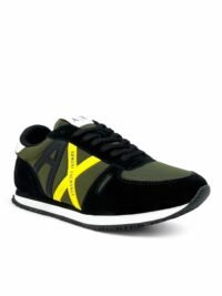 Armani Exchange Men's Logo Sneakers Black/Olive/Yellow - Image 3