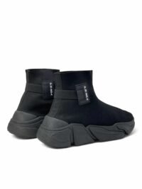 Knit Fabric High-Top Sneakers Black - Image 4