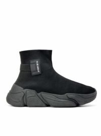 Knit Fabric High-Top Sneakers Black